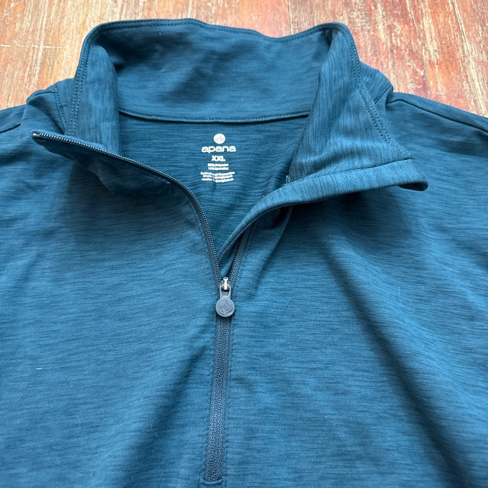 Apana Teal Long Sleeve Pullover Tee XXL Workout Gym